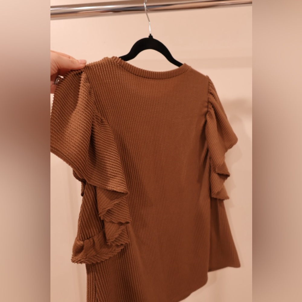 Brown Ruffled sleeve top/blouse for women